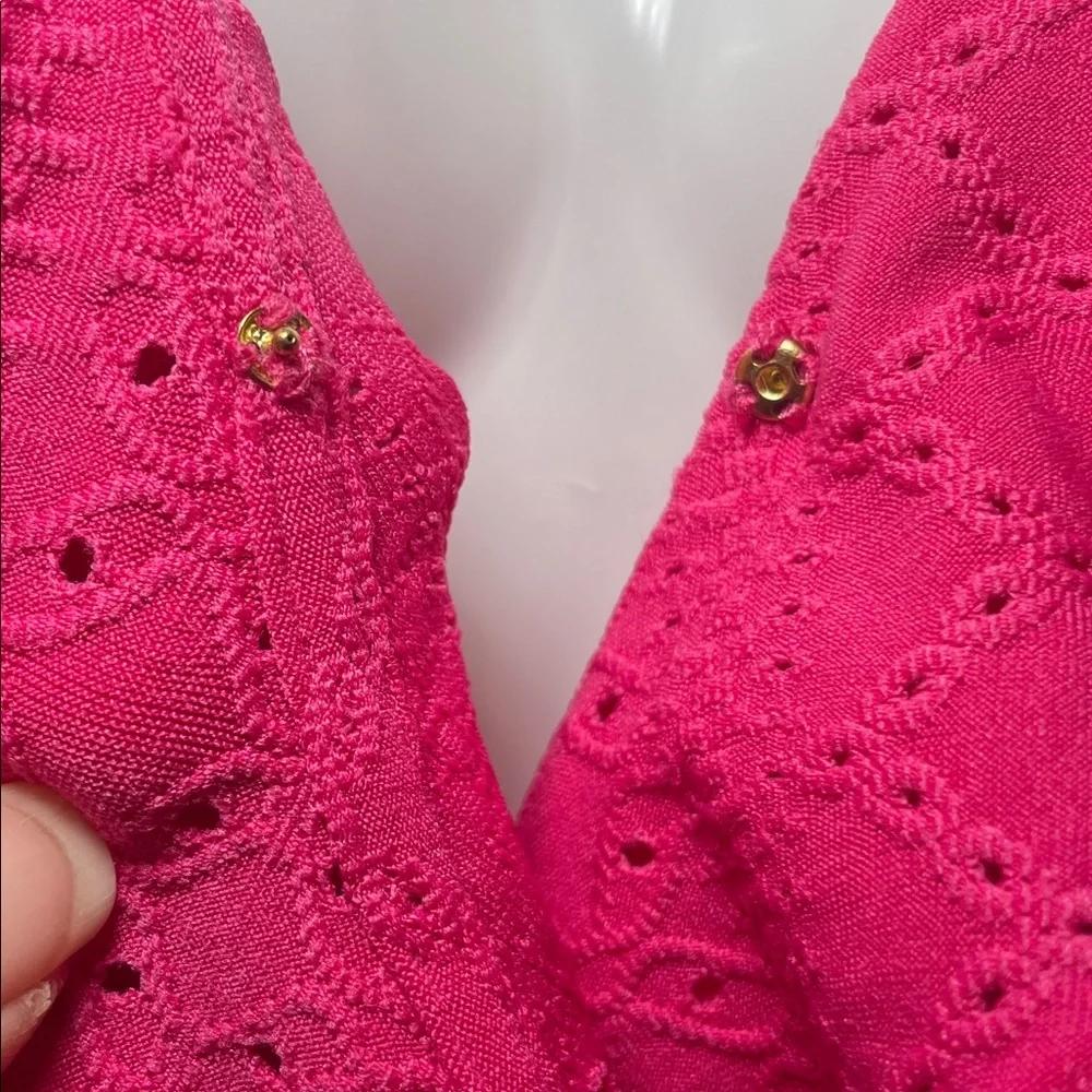 MICHAEL Michael Kors Fuchsia Ruffled Peplum Wrap Blouse sz L - Picture 2 of 9